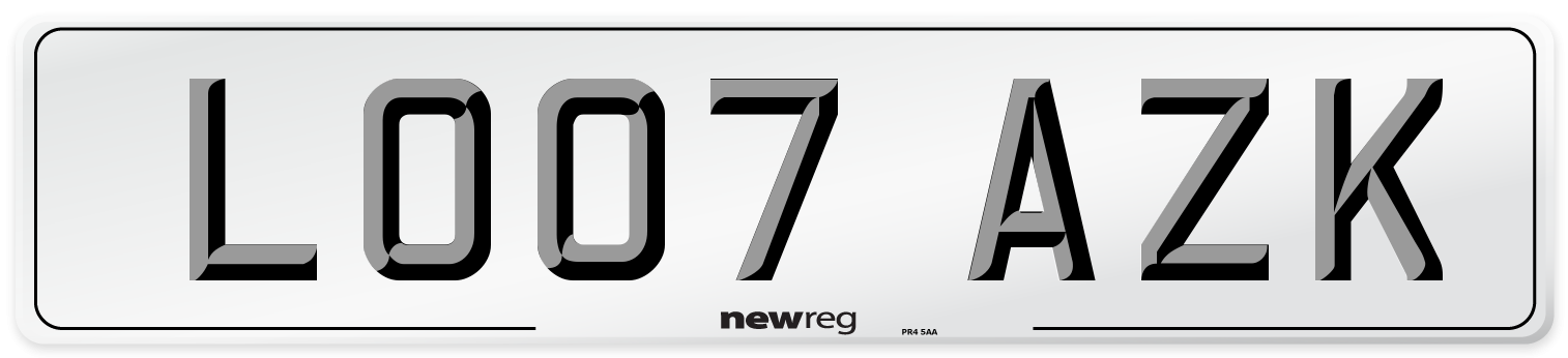 LO07 AZK Number Plate from New Reg